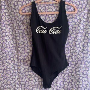 CHARLOTTE RUSSE black “ciao ciao” bodysuit size: S